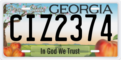 GA license plate CIZ2374
