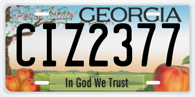 GA license plate CIZ2377