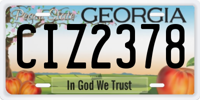 GA license plate CIZ2378