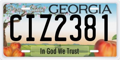 GA license plate CIZ2381