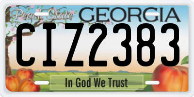 GA license plate CIZ2383