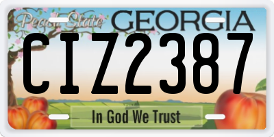 GA license plate CIZ2387