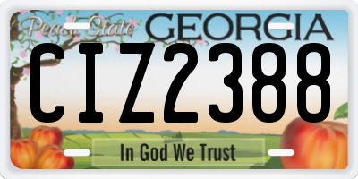 GA license plate CIZ2388