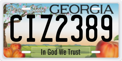 GA license plate CIZ2389