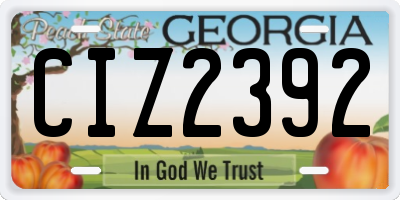 GA license plate CIZ2392