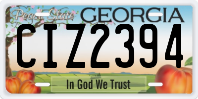 GA license plate CIZ2394