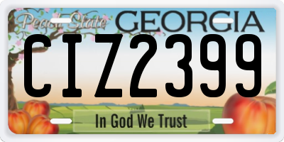 GA license plate CIZ2399