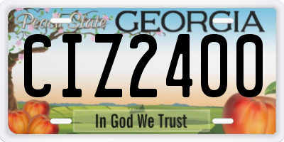 GA license plate CIZ2400