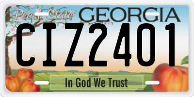 GA license plate CIZ2401