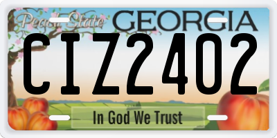 GA license plate CIZ2402
