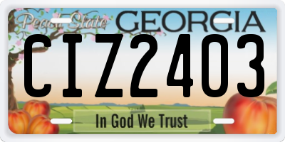 GA license plate CIZ2403