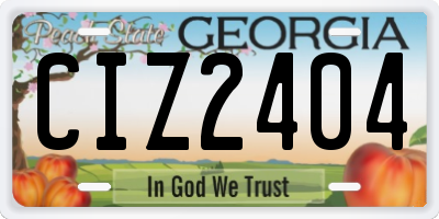 GA license plate CIZ2404