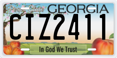 GA license plate CIZ2411