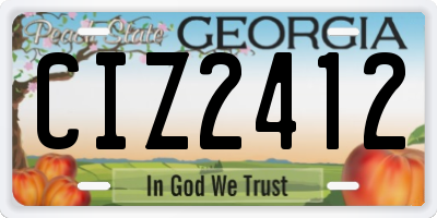 GA license plate CIZ2412