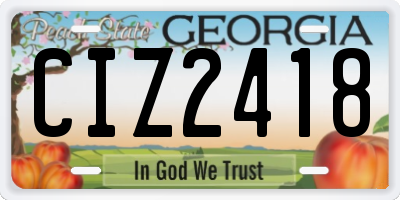 GA license plate CIZ2418