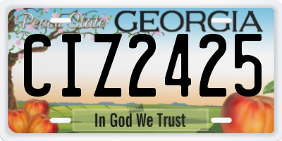 GA license plate CIZ2425