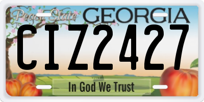 GA license plate CIZ2427