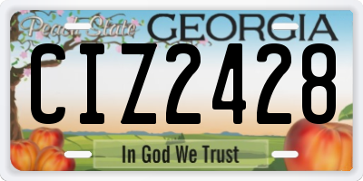 GA license plate CIZ2428