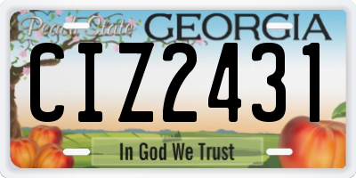 GA license plate CIZ2431