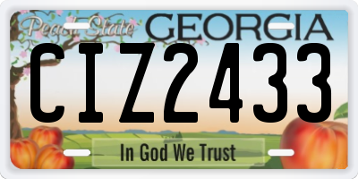 GA license plate CIZ2433