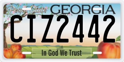 GA license plate CIZ2442