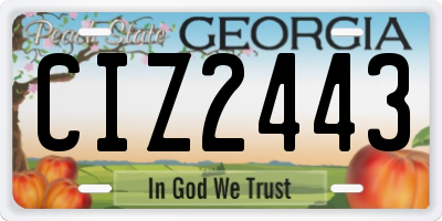 GA license plate CIZ2443