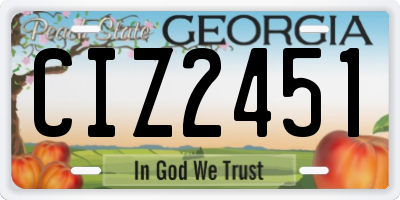GA license plate CIZ2451