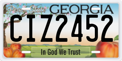 GA license plate CIZ2452