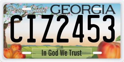 GA license plate CIZ2453