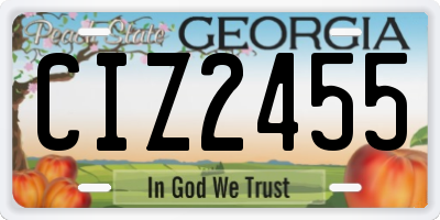 GA license plate CIZ2455