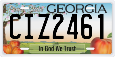 GA license plate CIZ2461