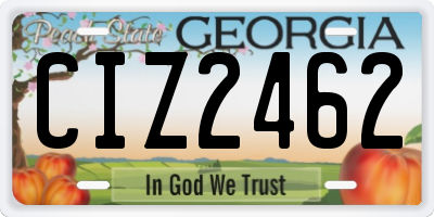 GA license plate CIZ2462