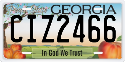 GA license plate CIZ2466