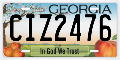 GA license plate CIZ2476