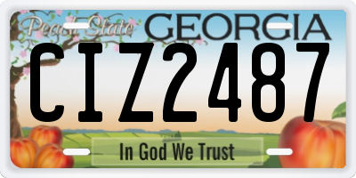GA license plate CIZ2487