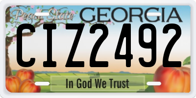 GA license plate CIZ2492