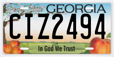 GA license plate CIZ2494