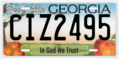 GA license plate CIZ2495