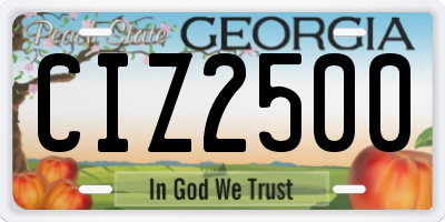 GA license plate CIZ2500