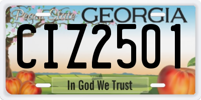 GA license plate CIZ2501