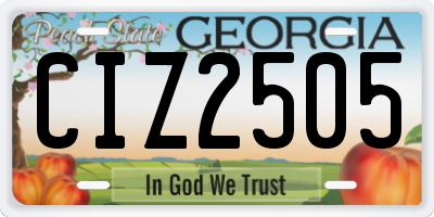 GA license plate CIZ2505