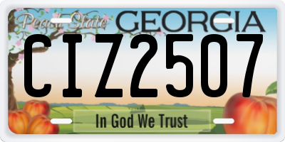 GA license plate CIZ2507