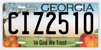 GA license plate CIZ2510