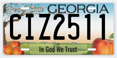 GA license plate CIZ2511