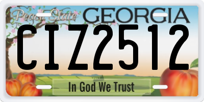 GA license plate CIZ2512