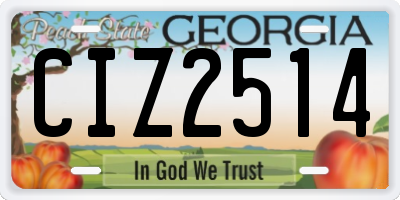 GA license plate CIZ2514