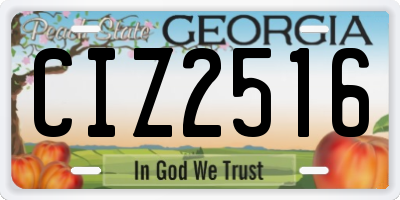 GA license plate CIZ2516