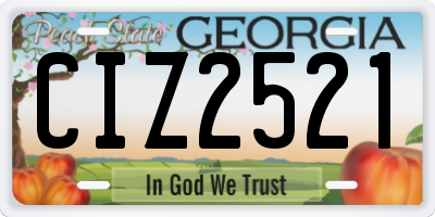 GA license plate CIZ2521