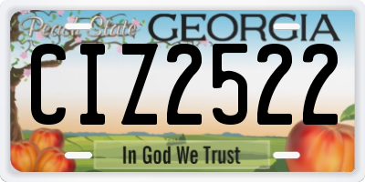 GA license plate CIZ2522