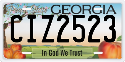 GA license plate CIZ2523